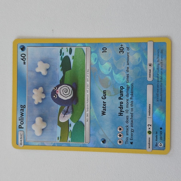 Pokemon Other - Pokemon Poliwag Trading Card - Blue and Yellow